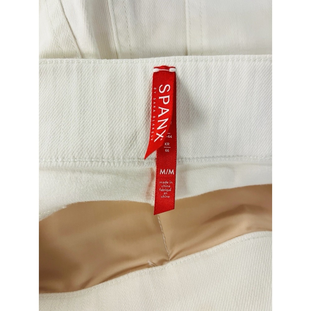 Spanx M White Distressed Skinny Jeans Ankle Jeggings Raw Hem Y2K Stretch #20229R - Picture 2 of 3